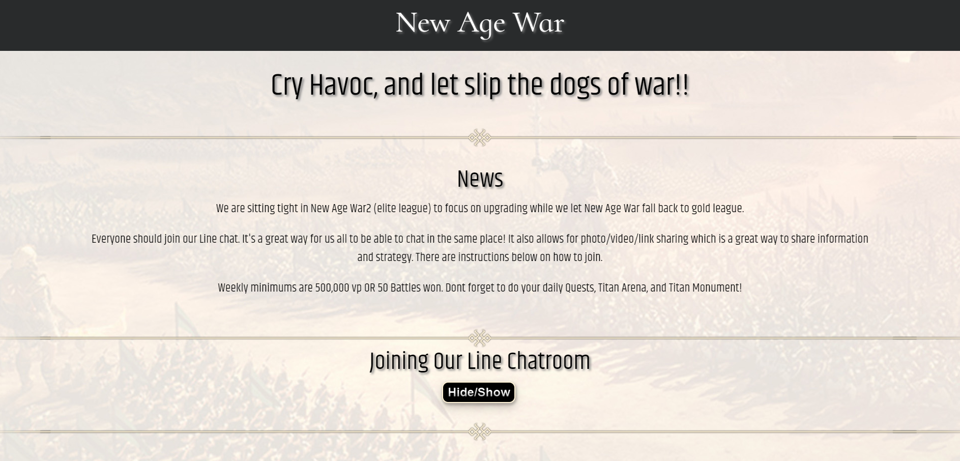 Landing page for the mobile game utility displaying banner and news sections.